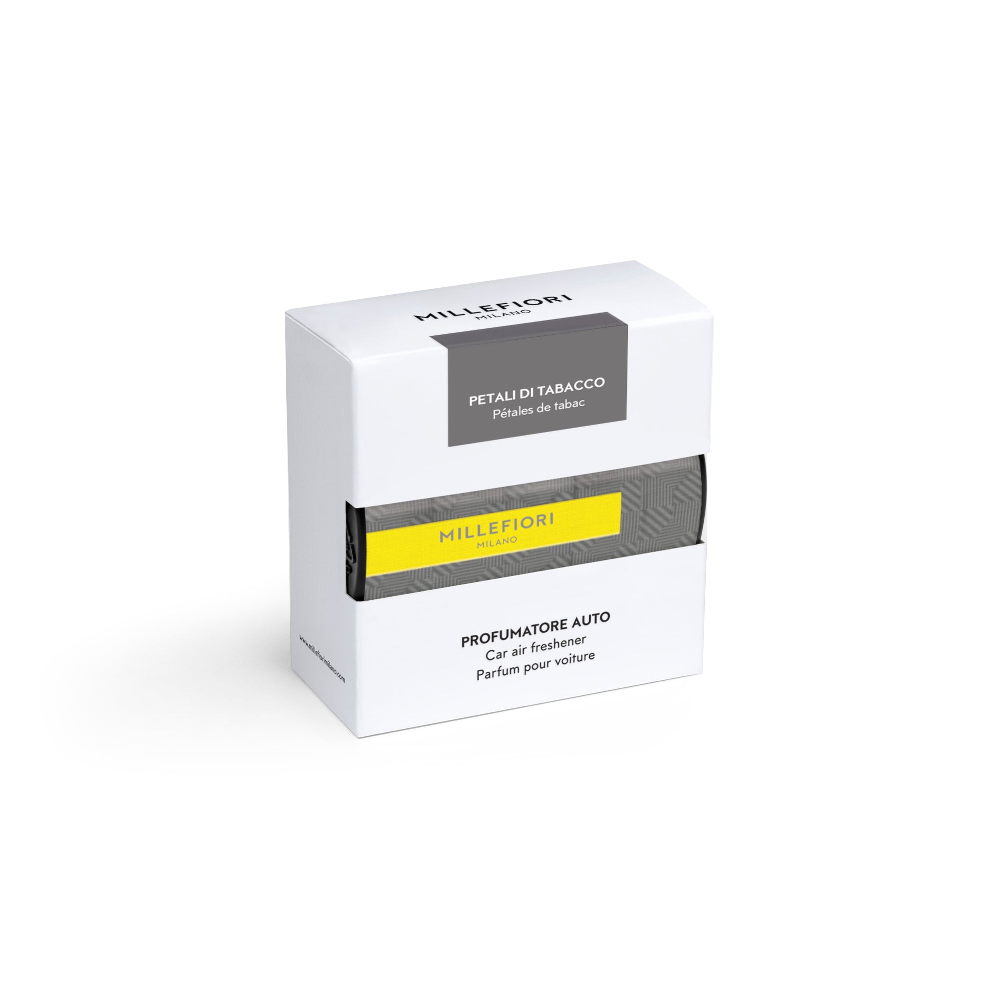 Car Air Freshener - Petals of Tobacco - Textile Grey & Yellow