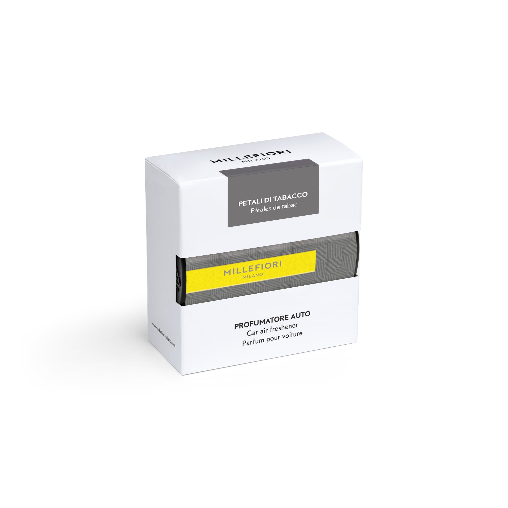 Car Air Freshener - Petals of Tobacco - Textile Grey & Yellow