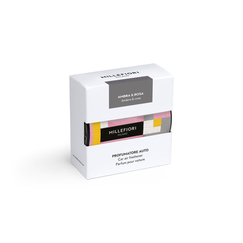 Car Air Freshener - Amber & Rose - Textile Geometric Grey