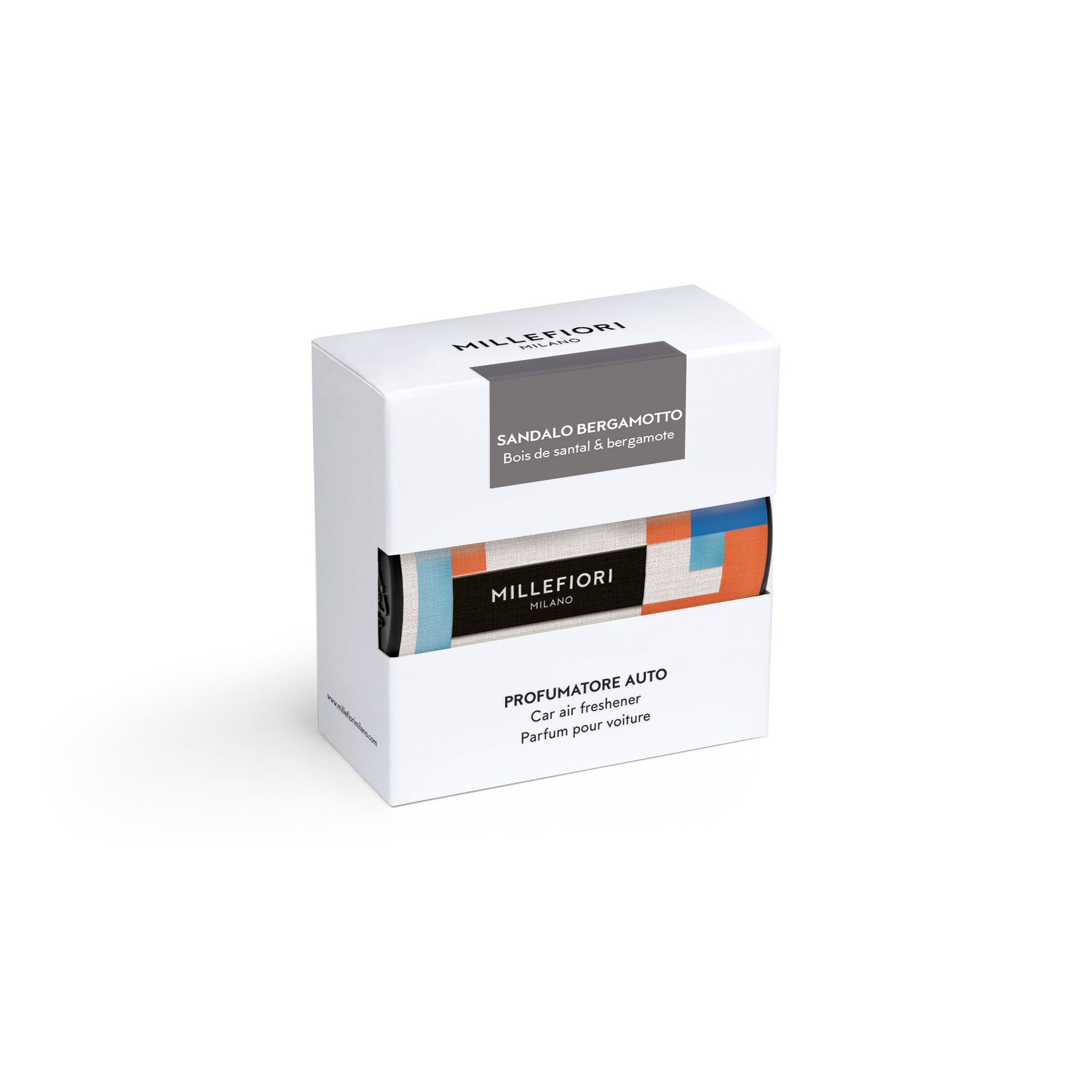 Car Air Freshener - Sandalwood Bergamot - Textile Geometric Blue